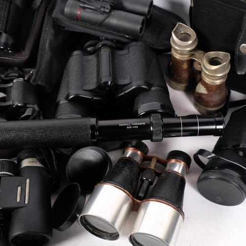 234 - A collection of various binoculars, including a pair of Denhill Swift 8x26, a Denhill Pancratic X25-... 