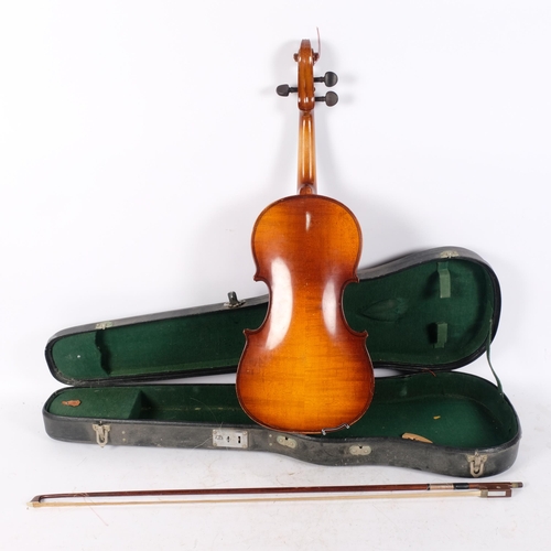 241 - A full-size violin, with a label for Lesley Shepherd imported by, back length 14