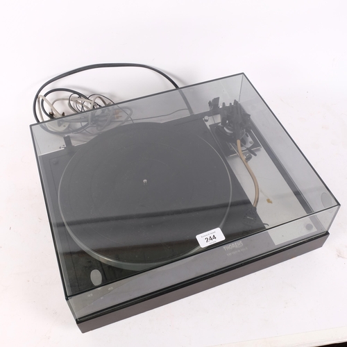 244 - A Thorens TD160B Mk II turntable, with perspex case and ebonised case