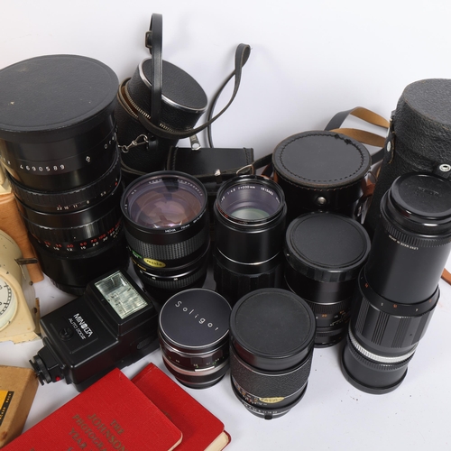 270 - A collection of various Vintage camera lenses, including a Meyer-Optik Gorlitz telephoto lens, seria... 