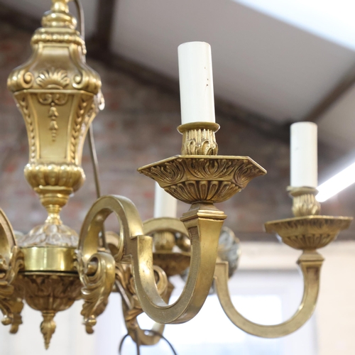 275 - A heavy gauge brass 6-branch chandelier