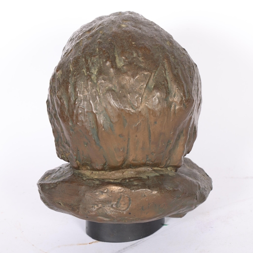 292 - A modern bronzed resin Winston Churchill head sculpture, signed, 24cm