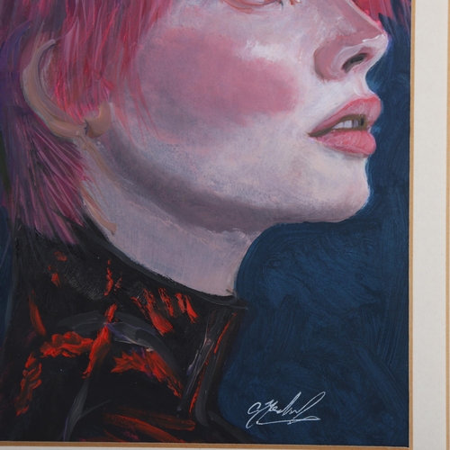 324 - Clive Fredriksson, set of 3 female portraits, oil on board, signed, framed, overall 40cm x 30cm