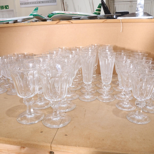 328 - An extensive set of crystal drinking glassware, including 16cm white wine goblets, 17.5cm champagne ... 