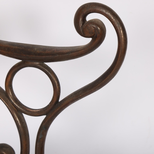 345 - An Antique bronze and iron andiron, on stepped base, H27cm