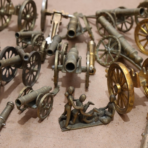 359 - Brass table cannons, a pewter mug with staghorn handle, etc