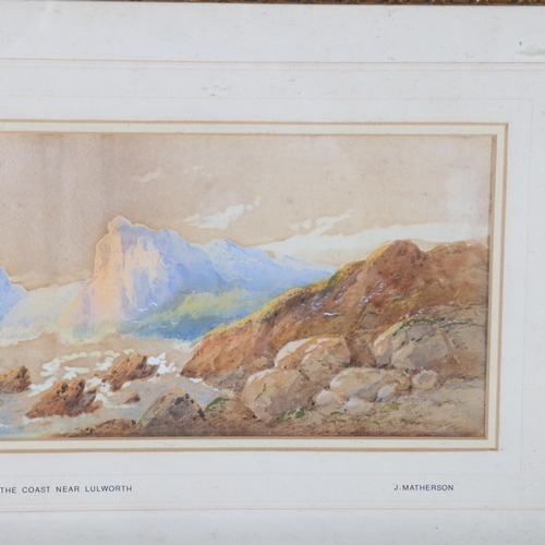 397 - A pair of gilt-framed watercolours, Lulworth, by J Matherson, 32cm x 58cm overall