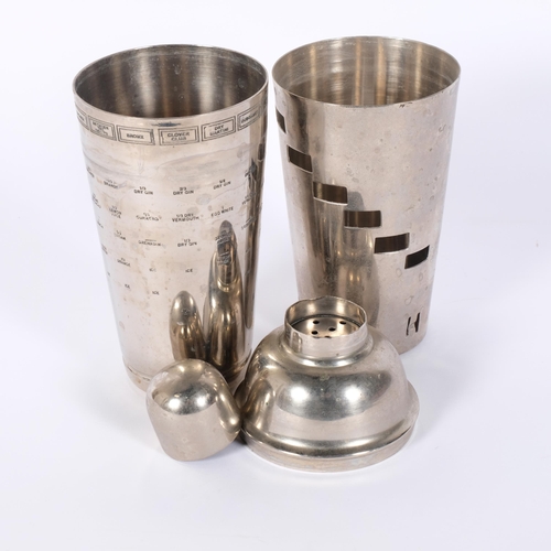 4 - A silver plated dial-a-recipe cocktail shaker, H27cm