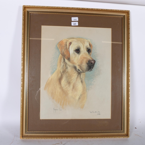 405 - Marjorie Cox, portrait of Labrador, Wilbur, 1984, crayon/pastel on paper, 53cm x 40cm, framed