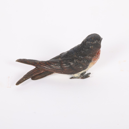 428 - An Austrian Viennese cold painted bronze model swift bird, marked Depose Geschutzt, 9cm