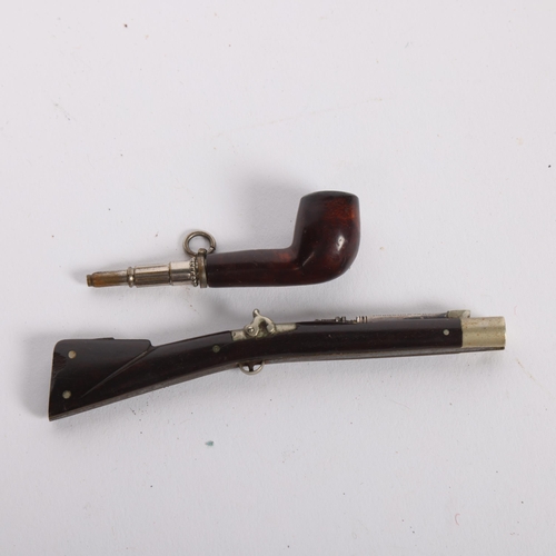 441 - An Antique 'Rifle' combination propelling pencil and a novelty 'Pipe' propelling pencil (2)