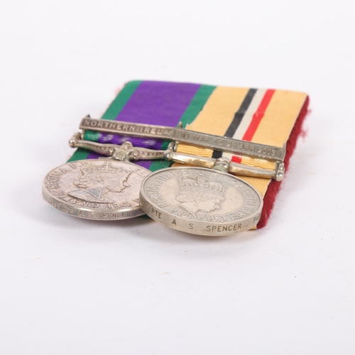 475 - Withdrawn - 2 Campaign medals to 25105492 Pte AS Spencer, Parachute Regiment, comprising Campaign Se... 