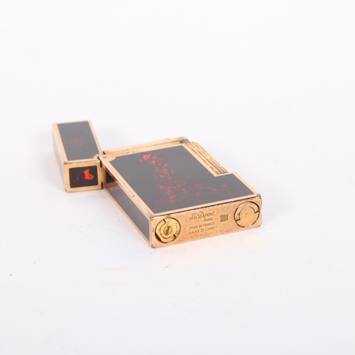 478 - S T DUPONT - a Vintage 'Laque De Chine' pocket lighter, gold plated frame with lacquer inserts, seri... 