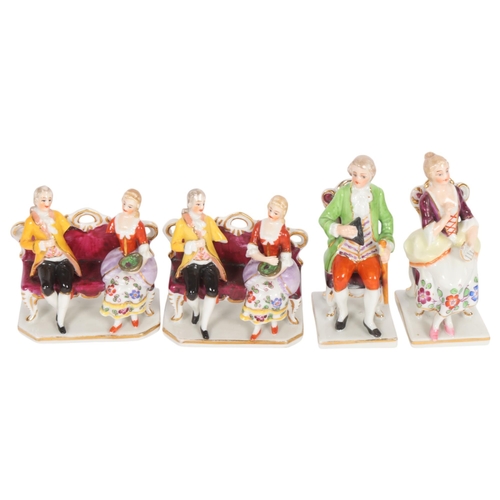 482 - A set of 4 Capodimonte miniature porcelain figures, largest 8cm