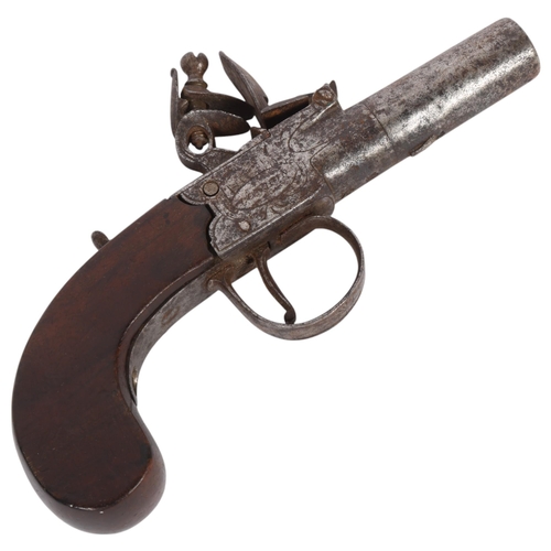 486 - A 19th century flintlock pocket pistol, by Phillips of London, overall 17cm