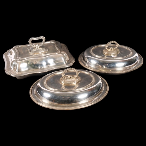 523 - 3 silver plated entree dishes