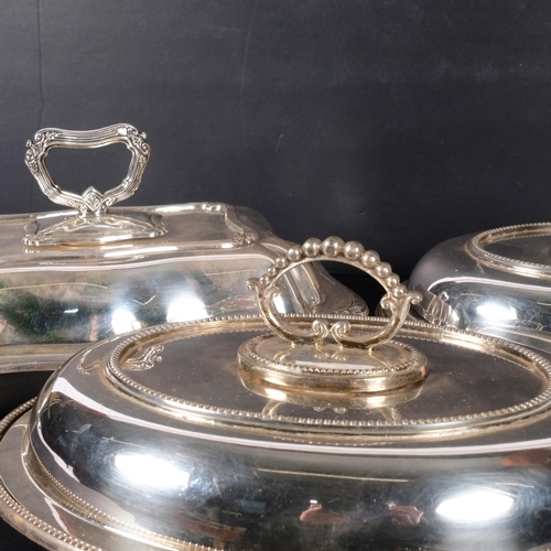 523 - 3 silver plated entree dishes