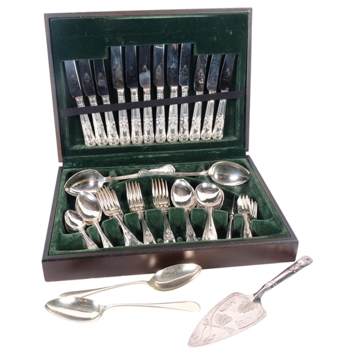 528 - A canteen of silver plated King's pattern cutlery for 6 people