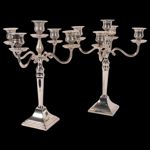 530 - A pair of silver plated 5-light table candelabra, 31cm