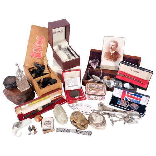 541 - Various jewellery and collectables, including Ingersoll watch, silver-fronted miniature Bible, Staun... 