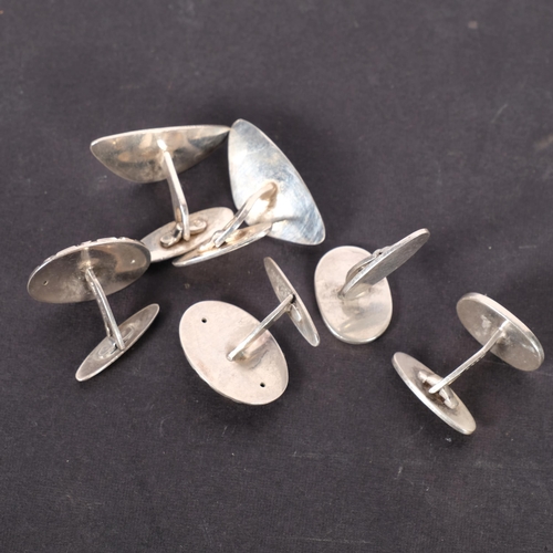 583 - 3 pairs of Danish silver cufflinks, makers include Christian Veilskov, largest 27.4mm, 25.3g total (... 