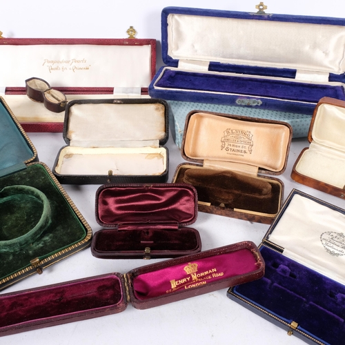 596 - A group of Antique empty jewellery boxes, including leather ring example