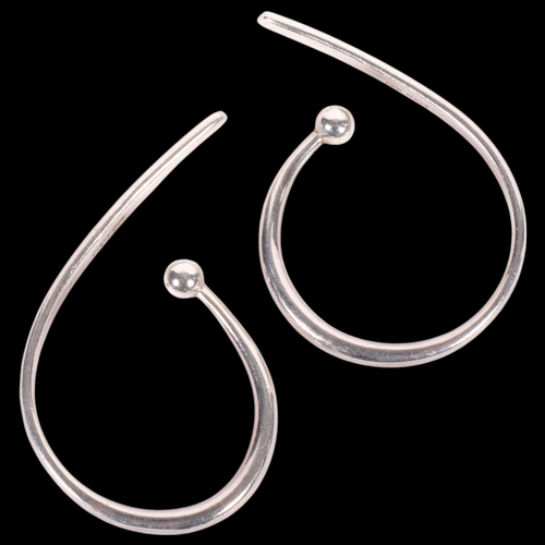 626 - KIRSTER PONTOPPIDAN - a pair of Danish modernist sterling silver ear cuffs, plain spiral form with b... 