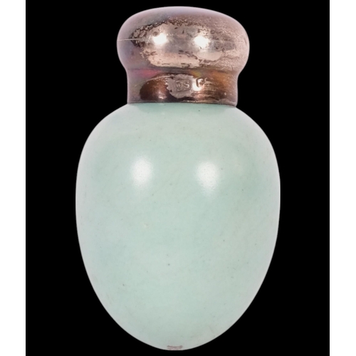 642 - A Victorian silver mounted porcelain egg scent bottle, indistinct hallmarks, reg. no. 20772, H33mm