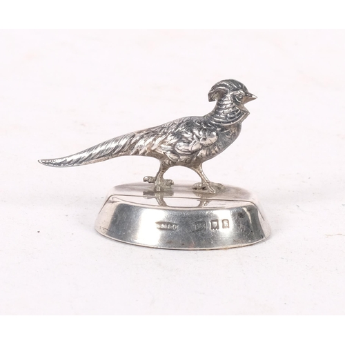 643 - SAMPSON MORDAN & COMPANY - a George V silver 'Pheasant' name/menu card holder, London 1923