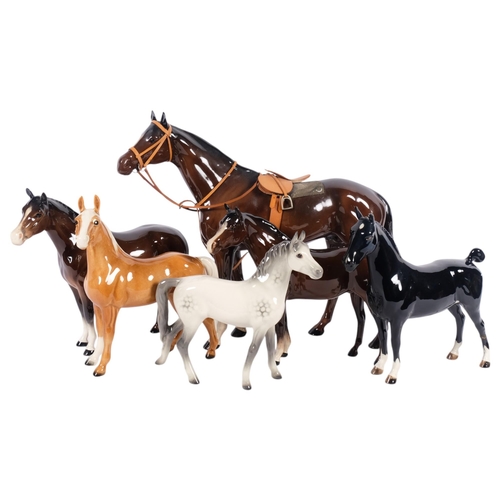 717 - A Goebels Dapple Grey horse, and a Goebel Palomino horse, H20cm, a Beswick Hackney (ear chipped), 2 ... 