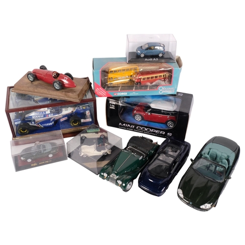 760 - A box of various diecast toys, including a Maisto Jaguar XK8, XC220, etc, some boxed