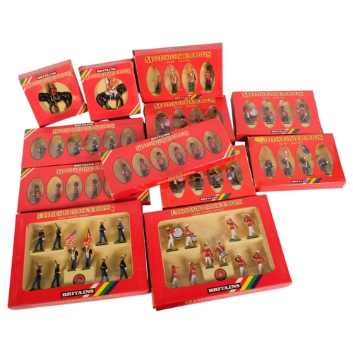 769 - A collection of boxed hand painted Britains military figures, including United States Marine Corps m... 