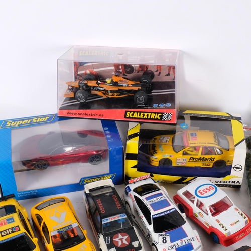 774 - A collection of loose Scalextric cars, including a Mini, Hornby Hobbies Rally Car, accessories, etc ... 