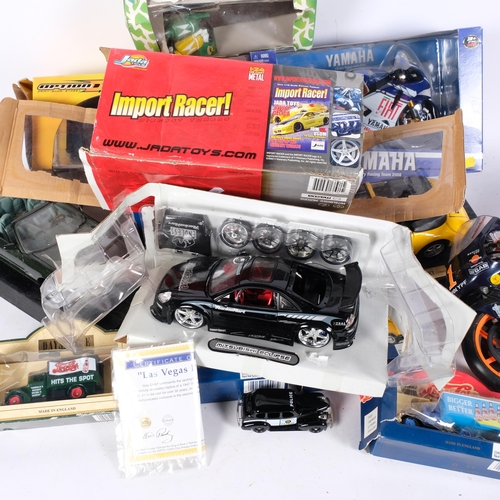 777 - Boxed toy Yamaha motorcycle, boxed cars including Option, etc