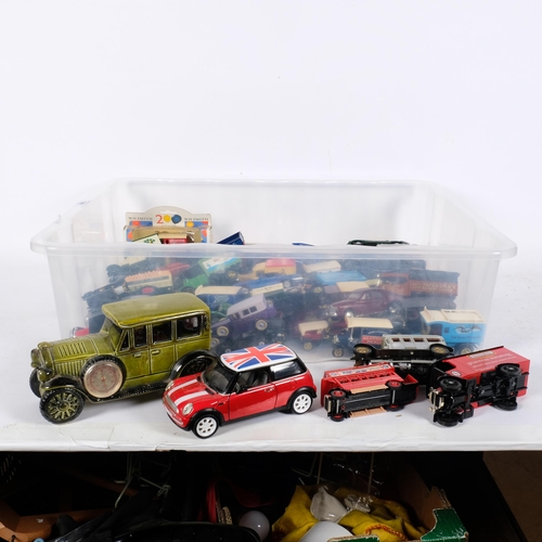 780 - A large collection of diecast trucks and cars (boxful)