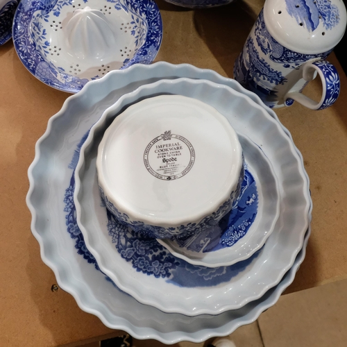 791 - A collection of Spode Italian blue and white tableware, including a large mixing bowl, a cafetiere, ... 