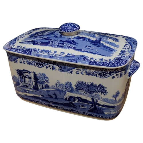 794 - A Spode Italian blue and white breadbin and cover, W40cm