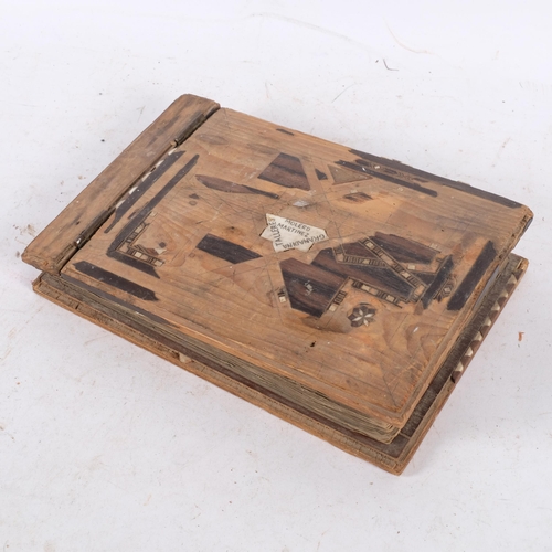 863 - Antique wooden album containing photographs of Moorish and Islamic boxes and cigarette dispensers, a... 