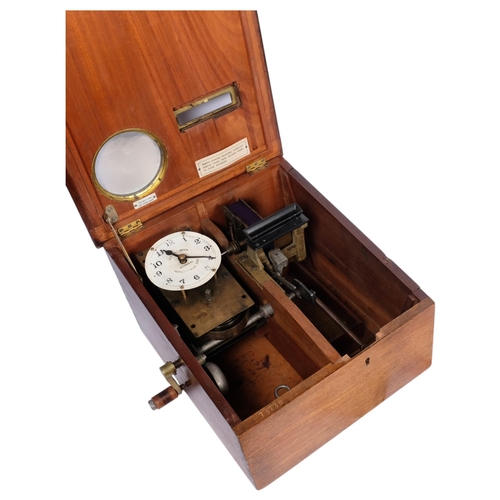 887 - Antique mahogany-cased Gledhill-Brook desk clipper time recorder, 35cm across