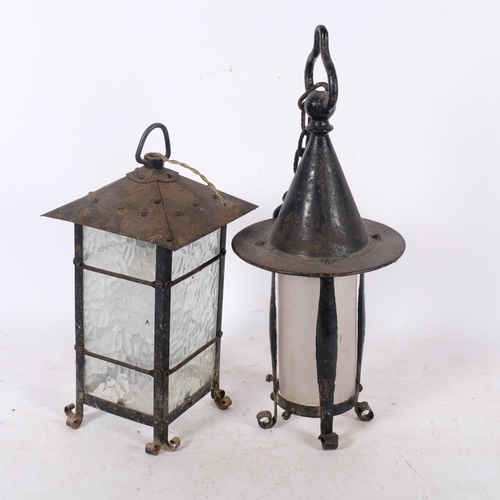 890 - An Art Nouveau Benson lantern, H40cm rim diameter 17cm foot diameter 12cm shade diameter 7.8cm, and ... 