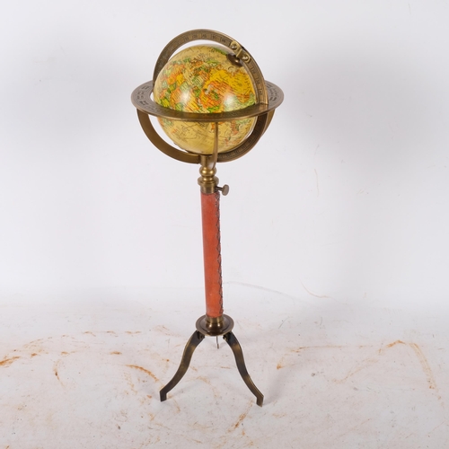 901 - A reproduction French globe on tall tripod stand, H40cm