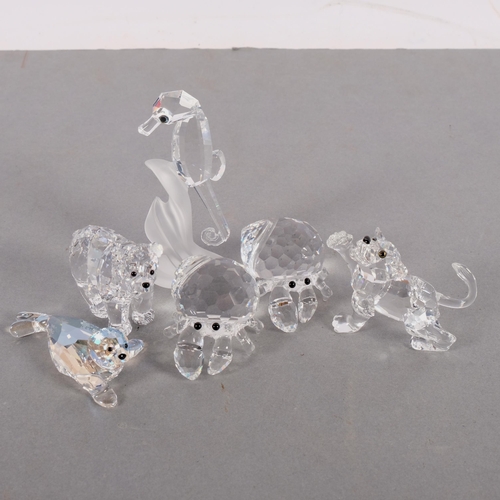 937 - SWAROVSKI - a group of 6 Swarovski animals, including 2 hermit crabs, seahorse, lion cub, bear cub, ... 