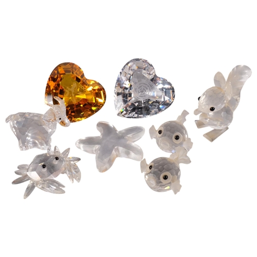 938 - SWAROVSKI - a group of Swarovski animals and ornaments, including 2 blow fish, a rabbit, crab, goat,... 