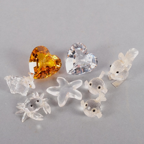 938 - SWAROVSKI - a group of Swarovski animals and ornaments, including 2 blow fish, a rabbit, crab, goat,... 