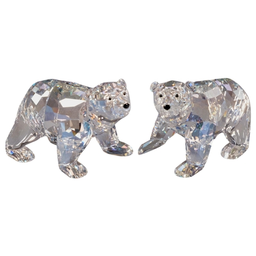 946 - SWAROVSKI - 2 glass bears, H6cm, boxed