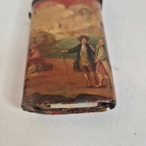 433 - A 19th century French Vernis Martin style lacquer sewing etui case, circa 1830, opening to reveal si... 