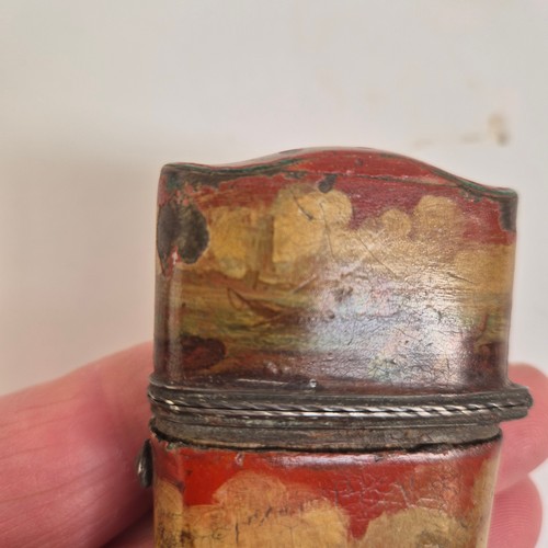 433 - A 19th century French Vernis Martin style lacquer sewing etui case, circa 1830, opening to reveal si... 