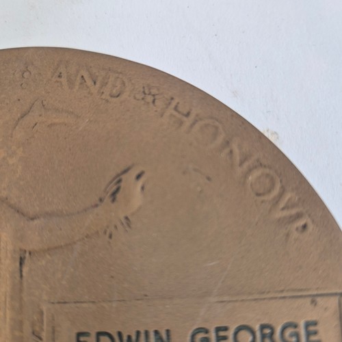 447 - A First World War Death Plaque for Pte Edwin George White, Wiltshire Regiment, with memorial slip an... 