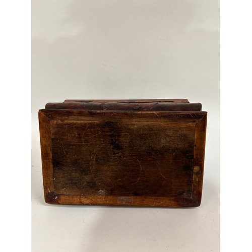 13 - A Georgian walnut caddy, with 3-sectional interior, ogee shaped form with brass swing handle, W24cm