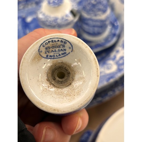 792 - A collection of Spode Italian blue and white tableware, including milk jug, cruet set, serving plate... 